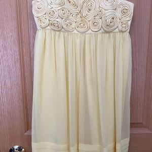 BCBG yellow chiffon strapless dress